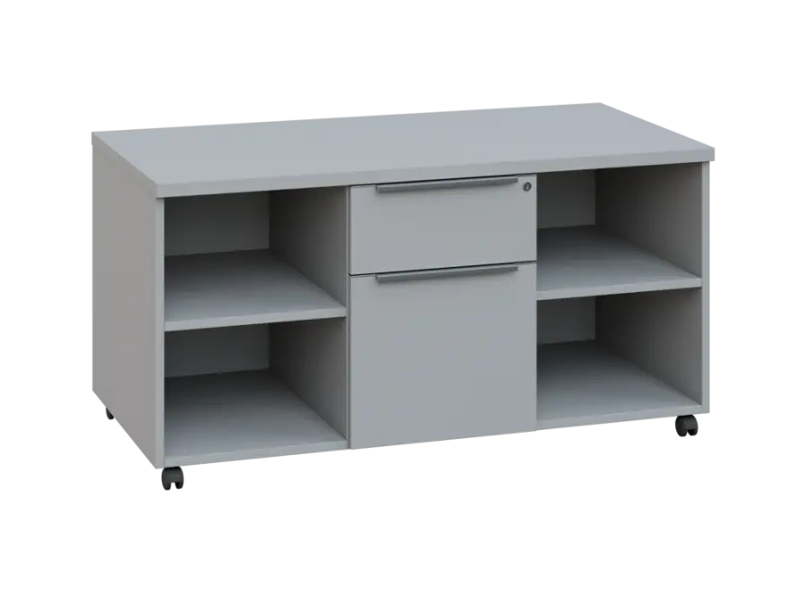 SIK - 42NZ kontejner pojízdný, zásuvky/nika, deska 18 mm, centrální zámek, šedá